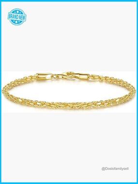 14K Gold Rope Chain Bracelet Dense Design Lobster Clasp Classic Elegant